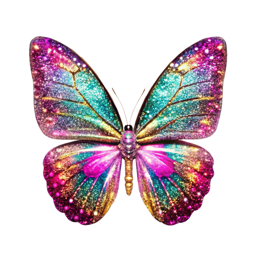 Sparkling Rainbow Butterfly with Glittering Wings and Vibrant Colors ...