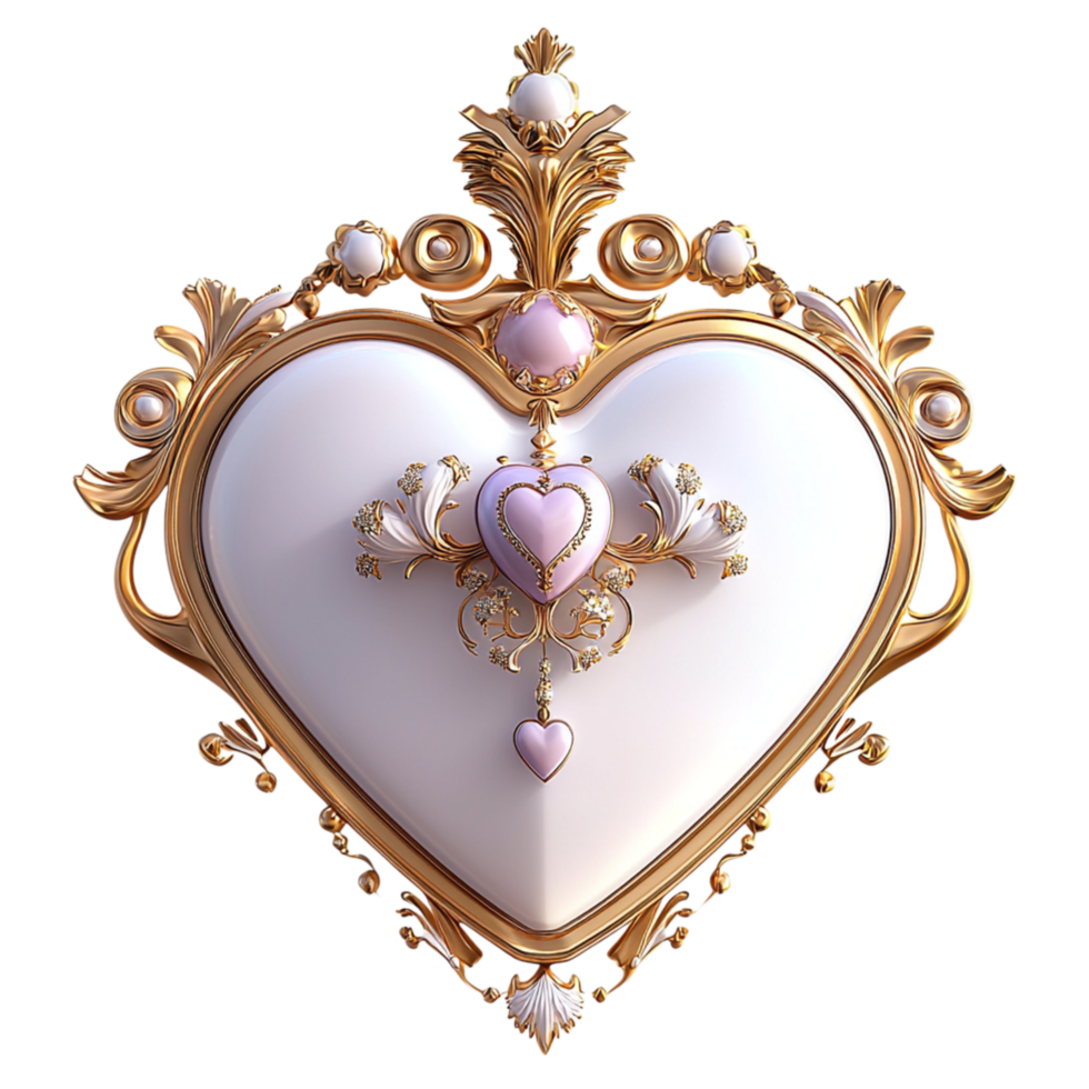 Timeless Reflection Ornate HeartShaped Mirror an Elaborate Golden Frame png