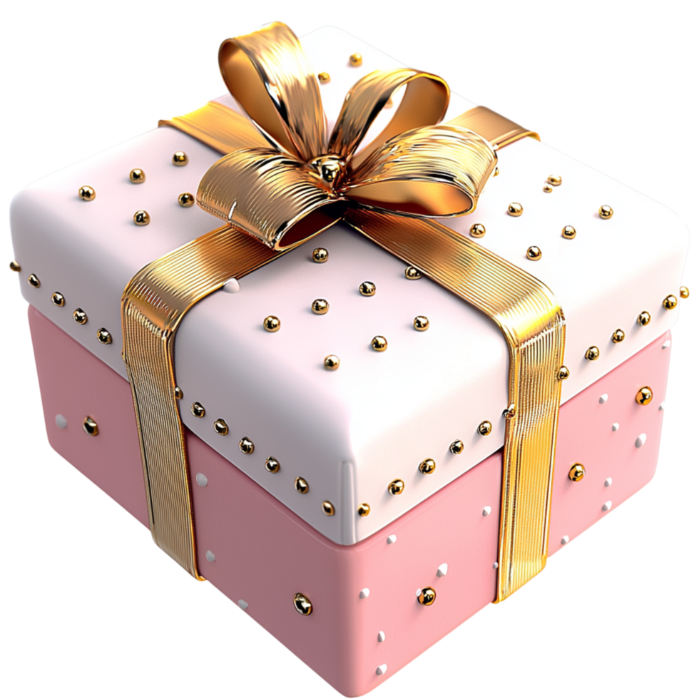 Whimsical Delight Pink PolkaDotted Gift Box Topped a Minnie Mouse Figurine png