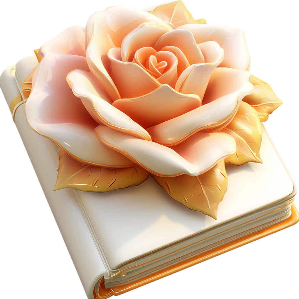 Golden Verse Elegant Notebook a Realistic Pink Rose Gilded Pages png