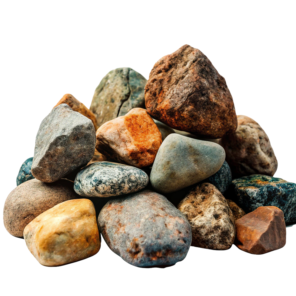 A Collection of Smooth, Colorful River Rocks and Stones png