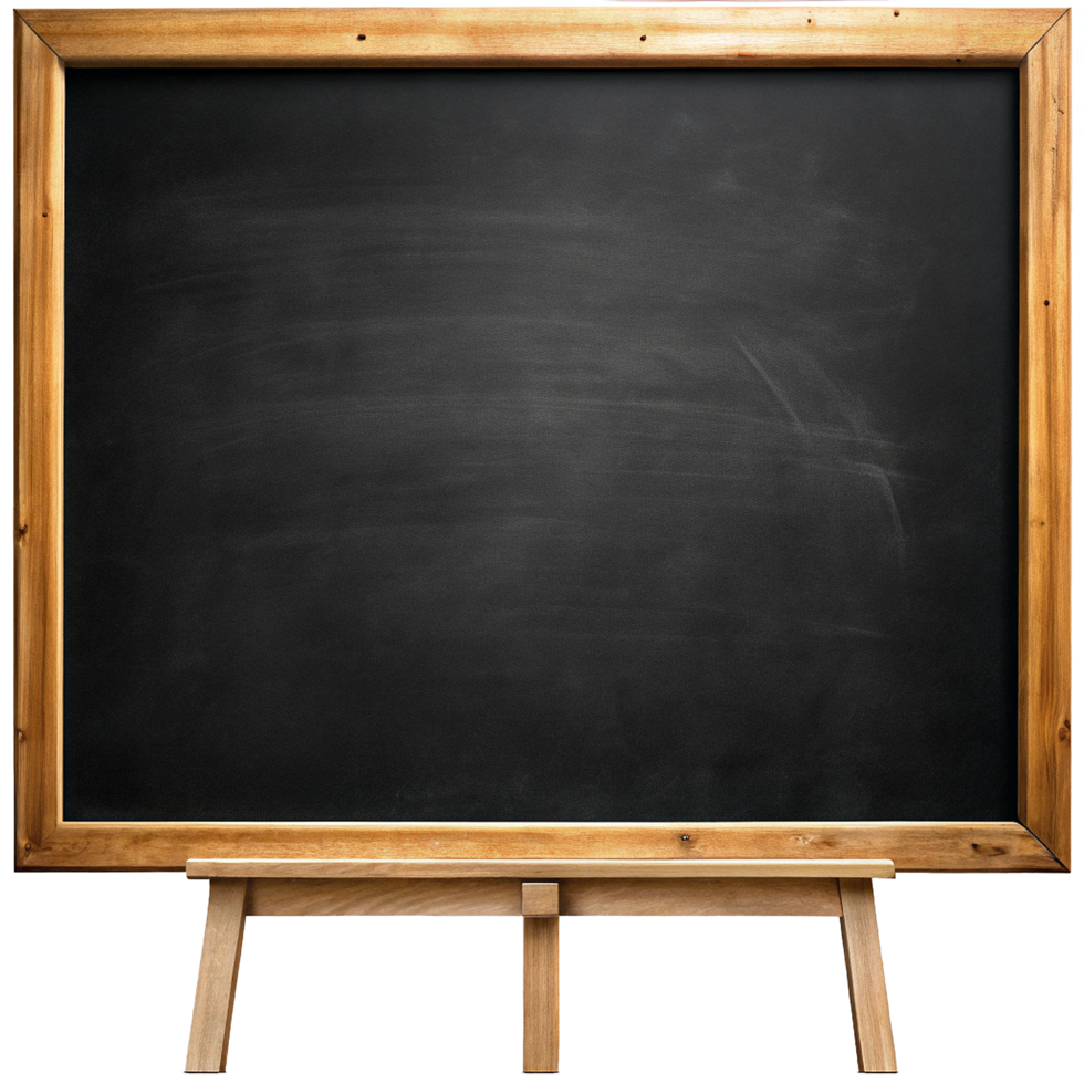 Large Empty Black Chalkboard on Wooden Easel Ready for Messages and Drawings png