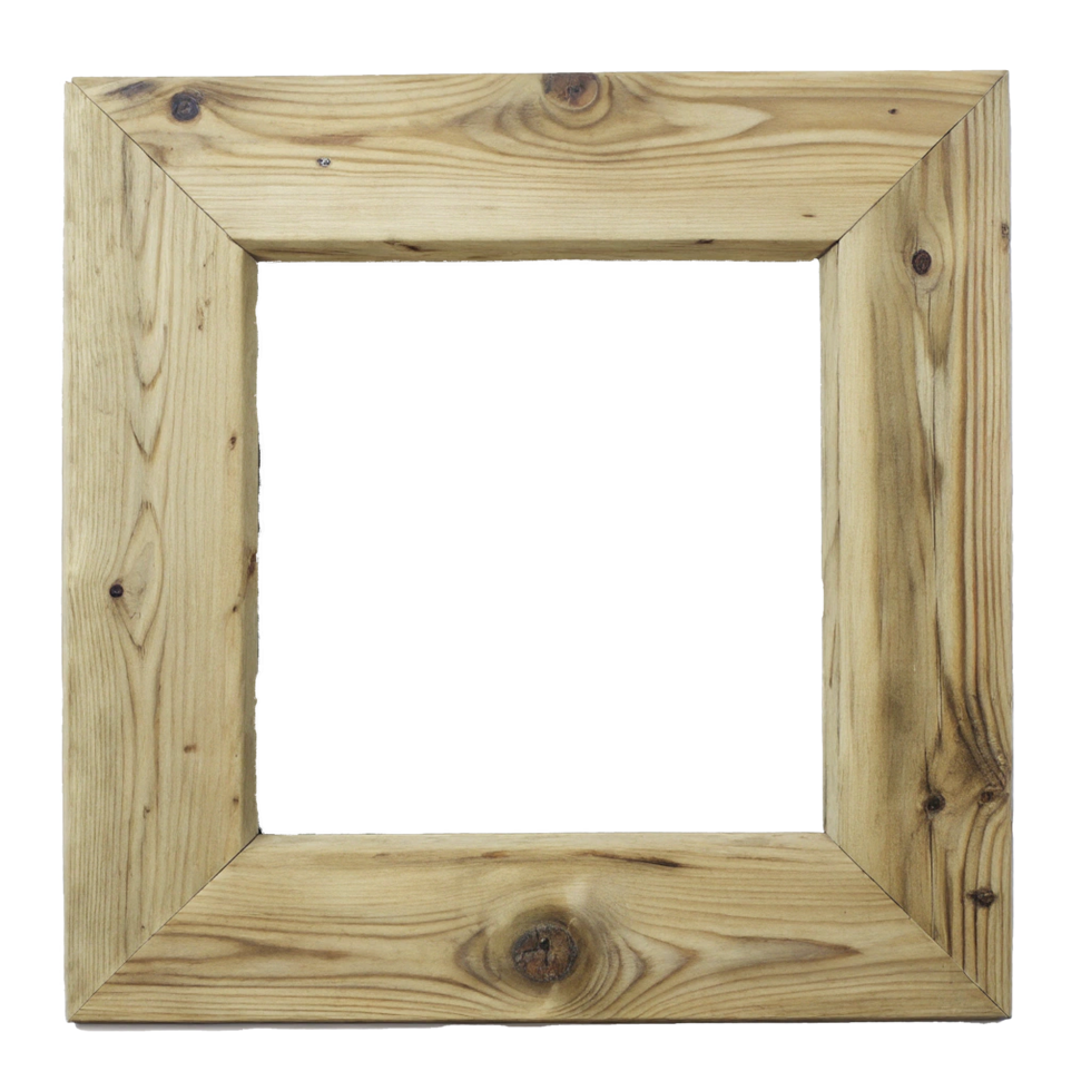 Rustic Light Brown Wooden Picture Frame with a Thick Border png