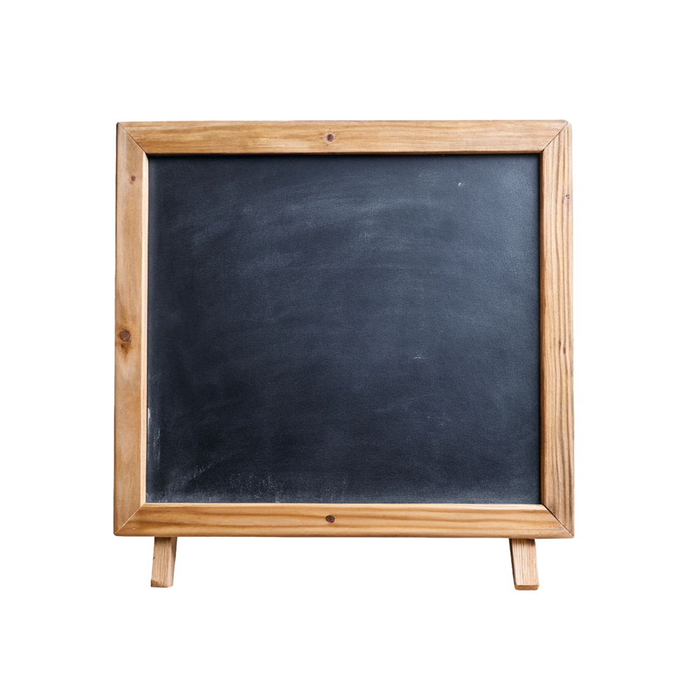 Blank Wooden Framed Blackboard on Easel Stand Ready for Message or Announcement png