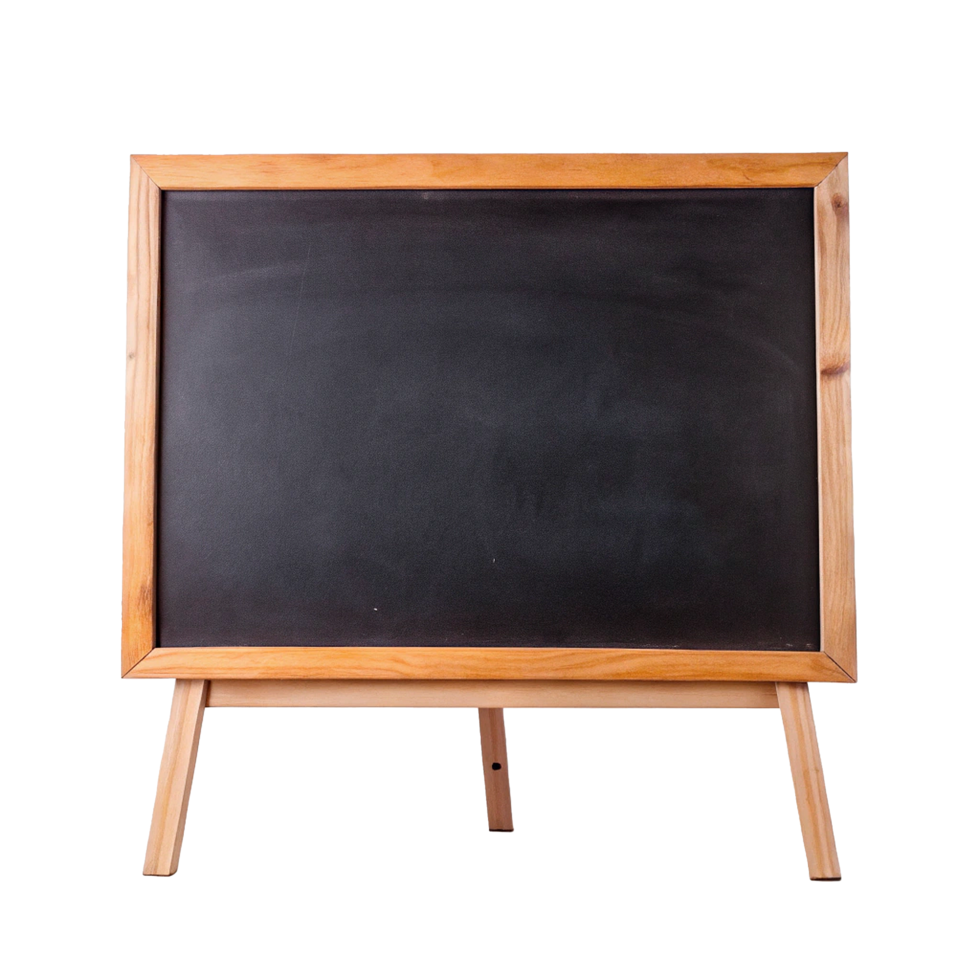 Blank Wooden Framed Chalkboard on a Stand Ready for Message or Drawing png