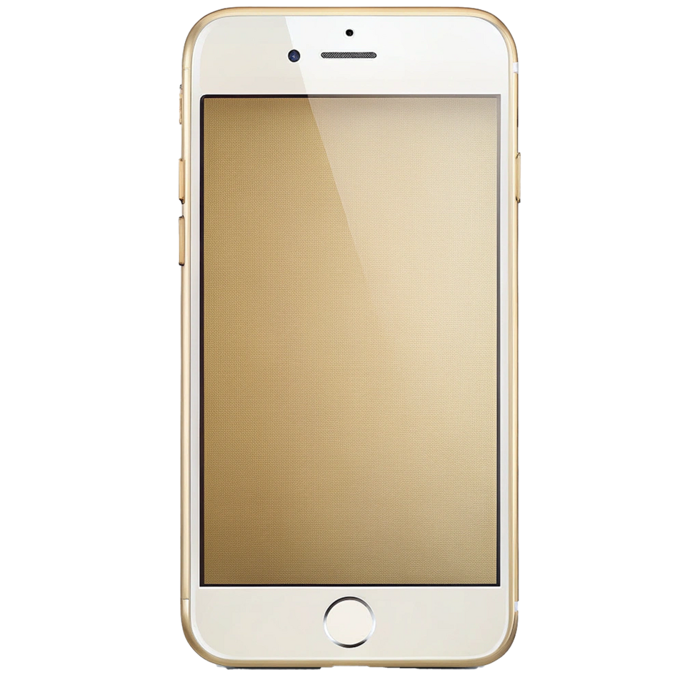 Elegant Gold iPhone Displaying Blank Screen, Modern Smartphone Technology png