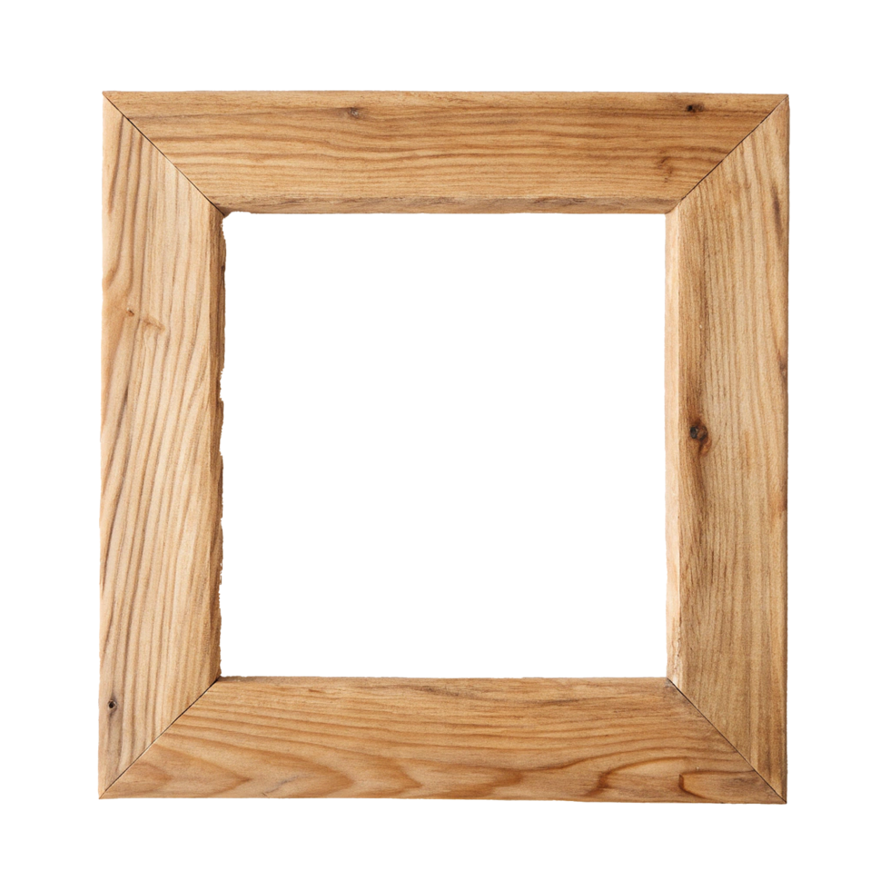 Rustic Light Brown Wooden Square Picture Frame with a Subtle Bevel png