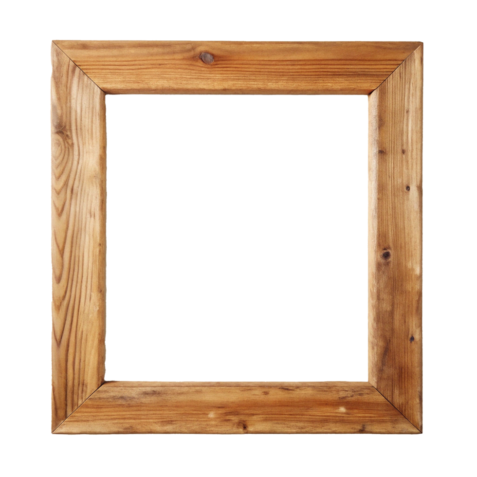 Rustic Wooden Picture Frame with a Light Beige Mat and Blank Center png