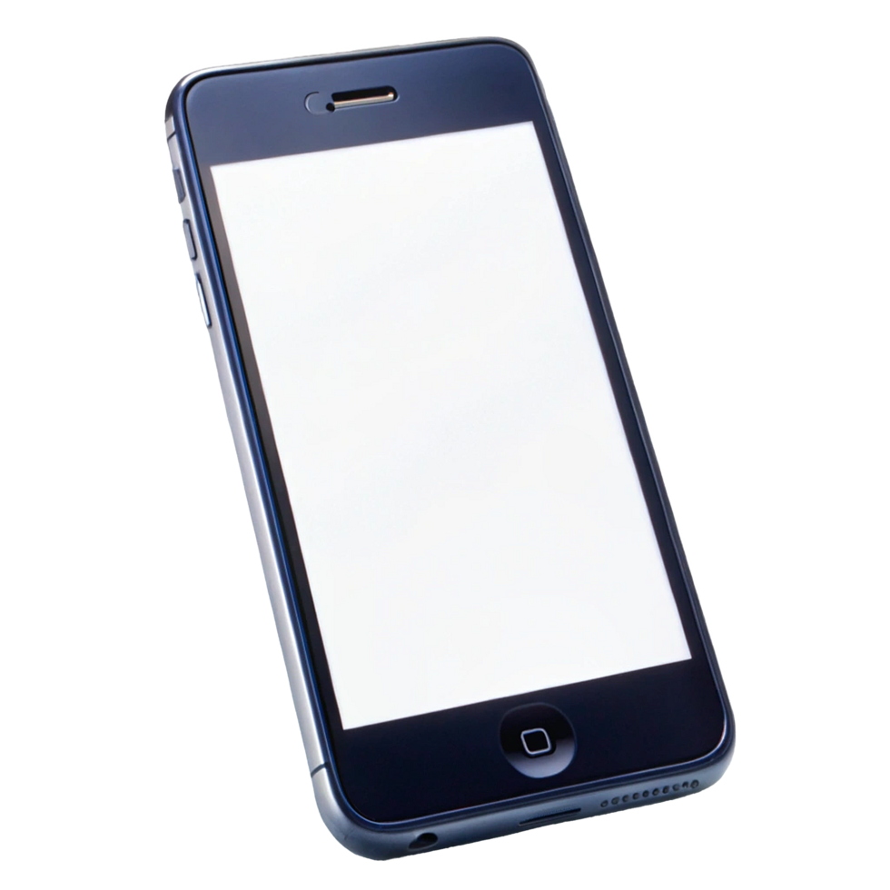 Sleek Dark Smartphone with Blank White Screen Displaying Modern Technology png