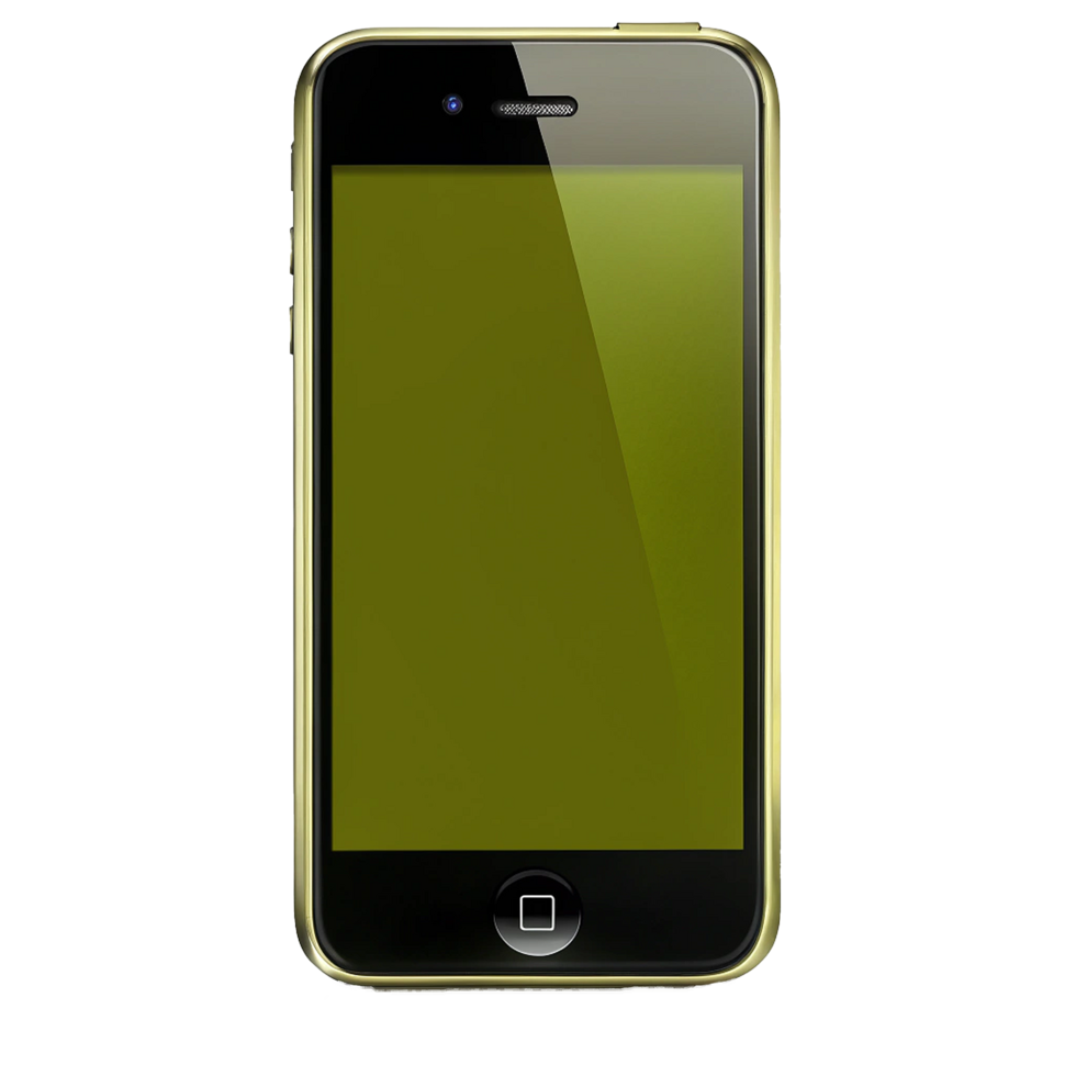 Gold iPhone with Olive Green Screen Displaying Blank Screen png