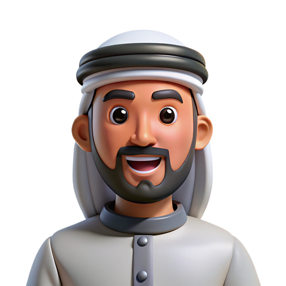 Smiling 3D Render of a Happy Arab Man png
