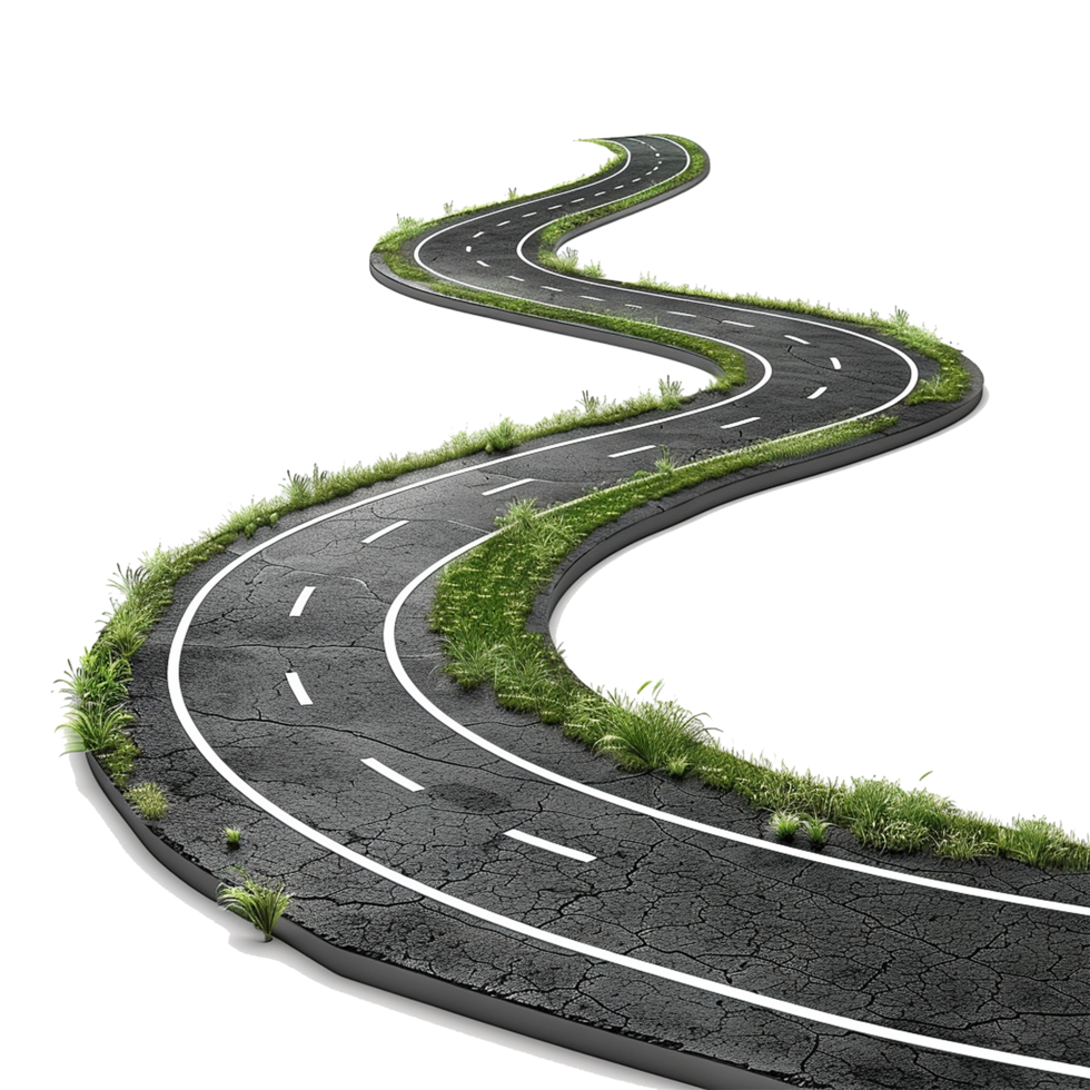 A Winding Road Through Lush Green Grassy Landscape A Journey of Life, Growth, and the Unfolding Path Ahead png