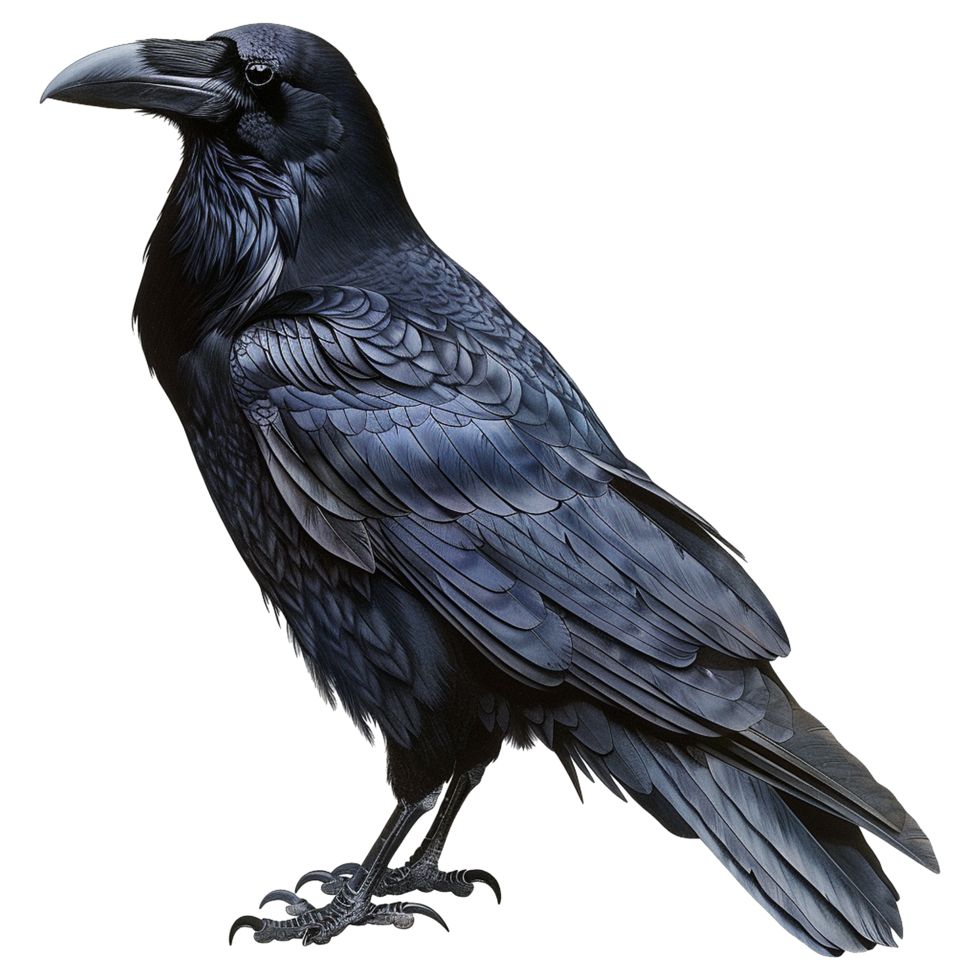 Majestic Raven Portrait A Detailed Illustration of a Common Raven png