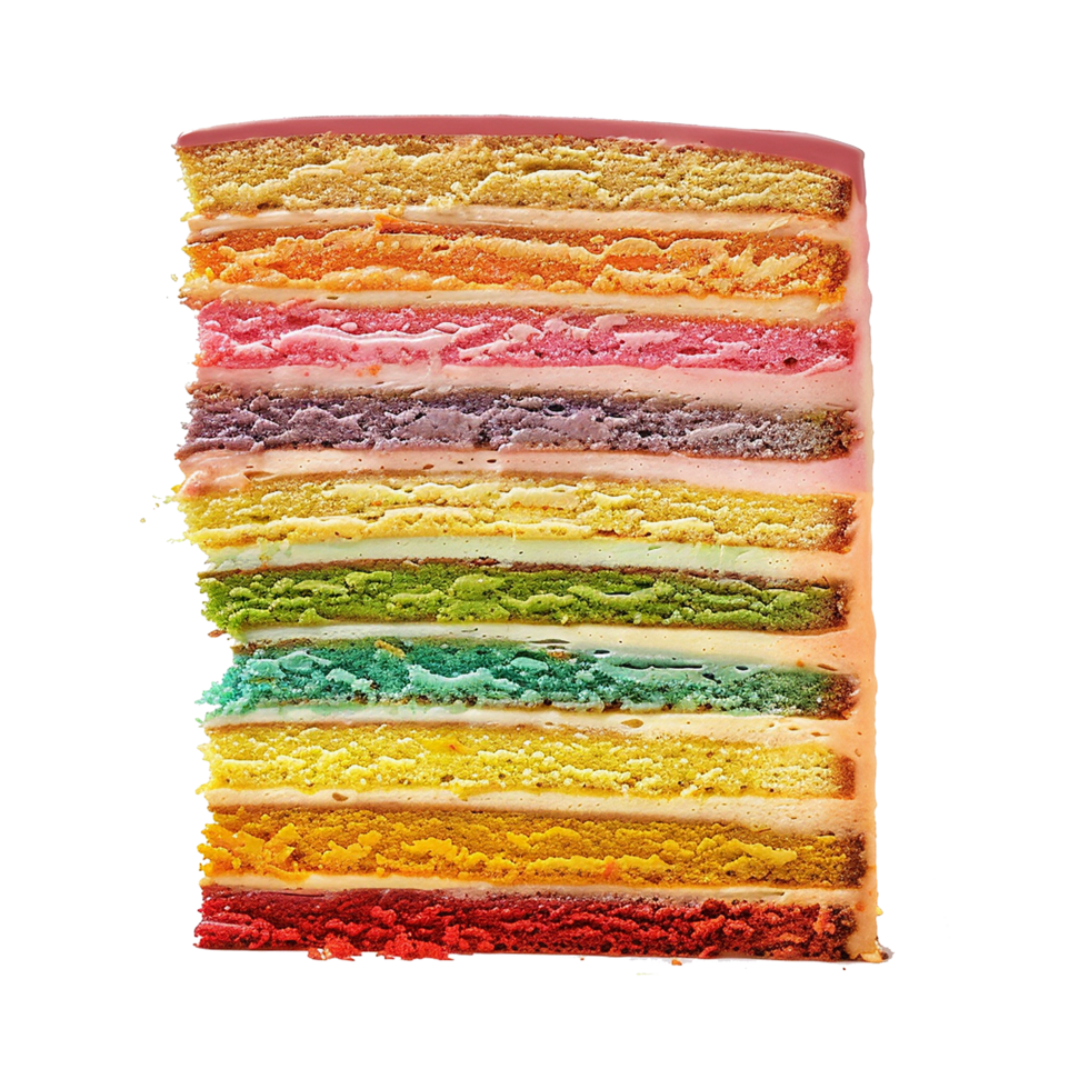 A Delicious Rainbow Cake with Multiple Layers of Colorful Flavors png