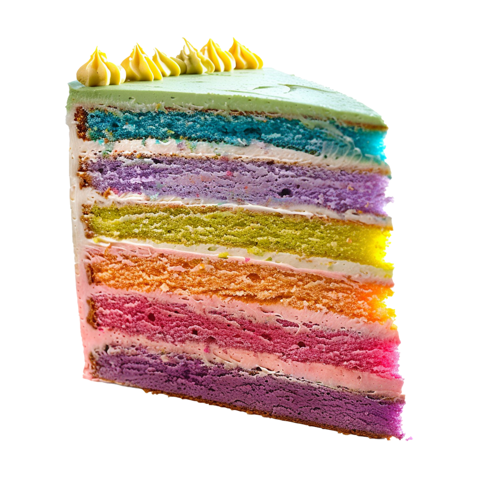 A delicious and vibrant rainbow layer cake with pastel frosting png