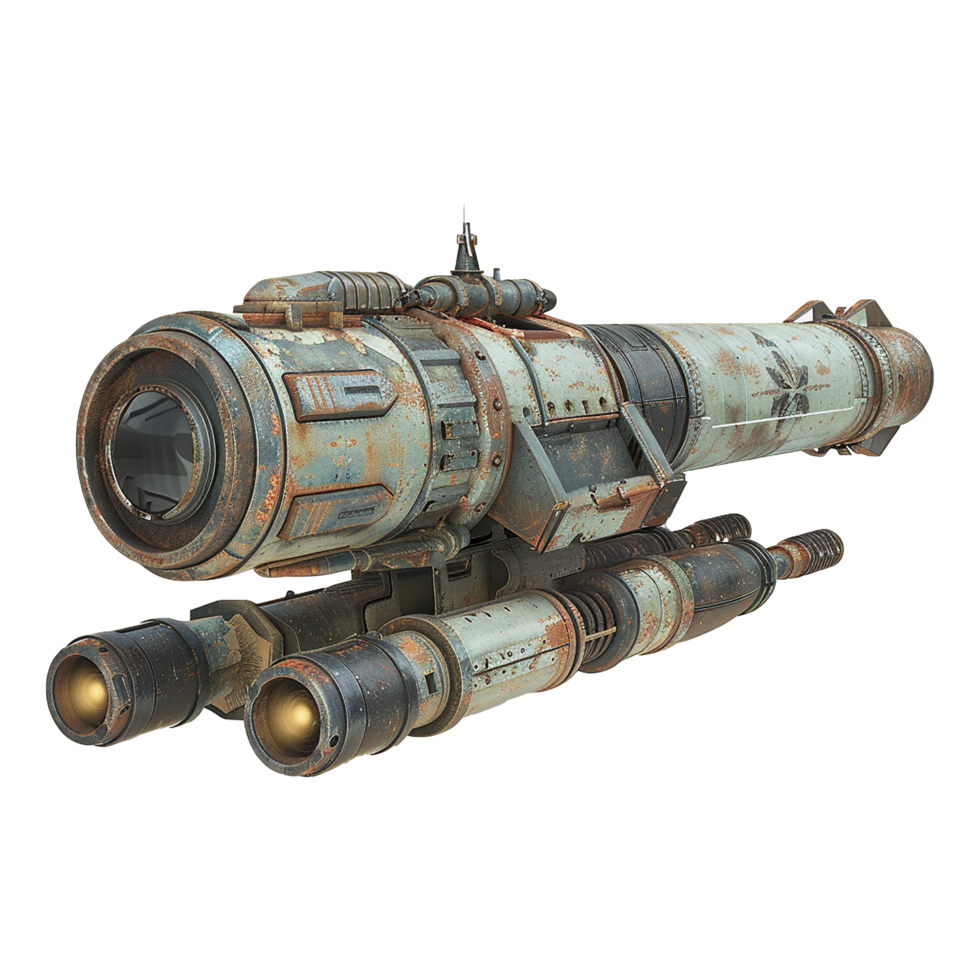 Rusty Futuristic Spaceship Design 3D Render SciFi Vehicle Concept Art png