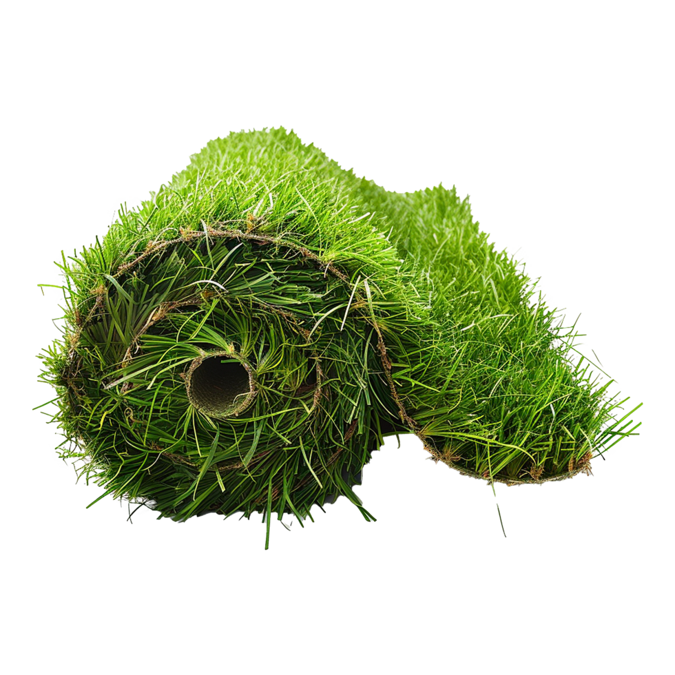 Freshly Cut Roll of Green Grass Sod for Landscaping Projects png