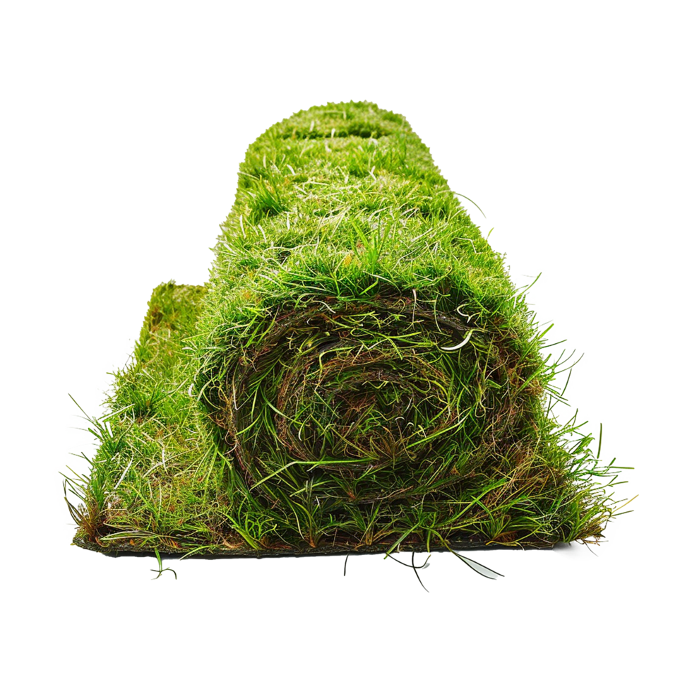 A Rolled Up Sod of Lush Green Grass Ready for Landscaping Installation png
