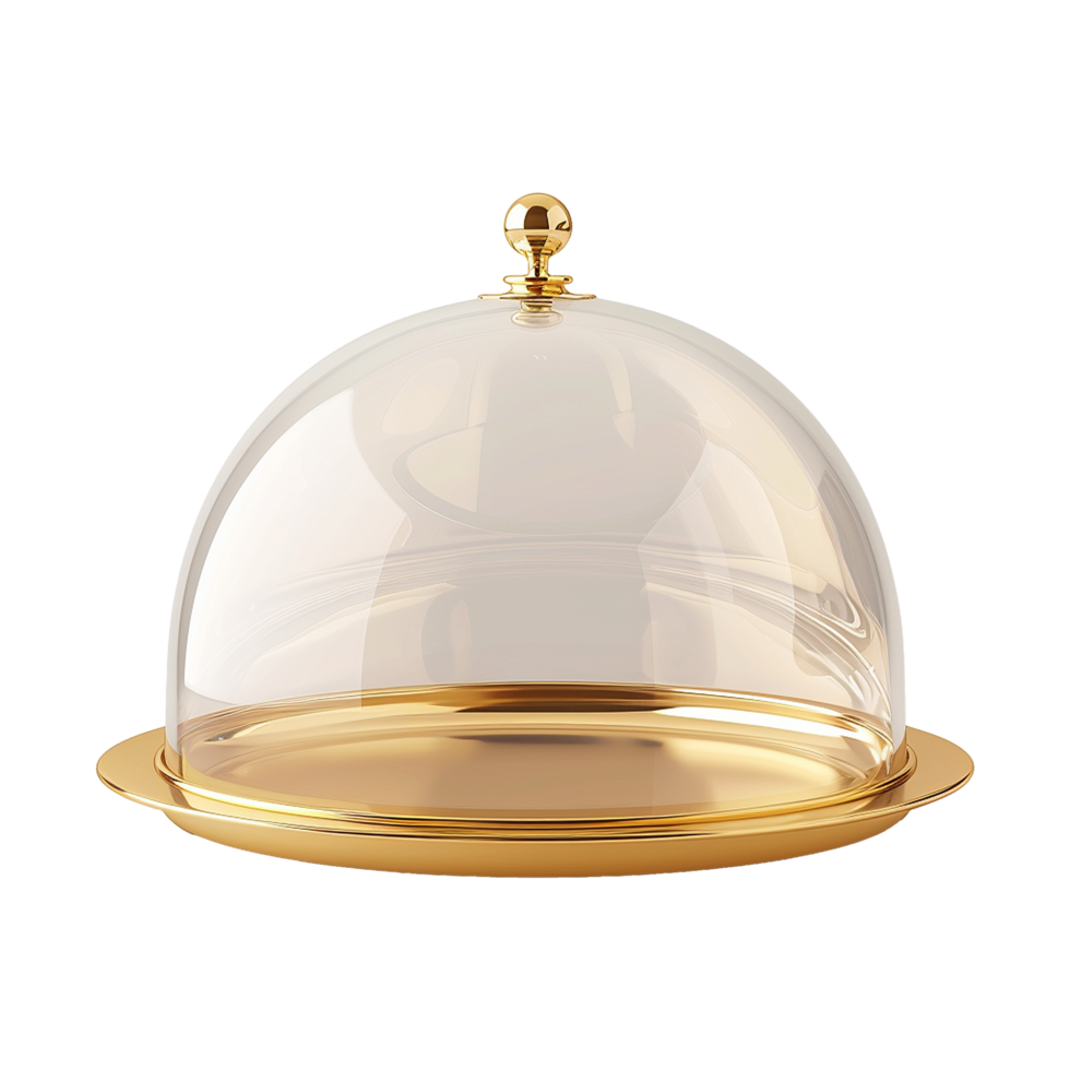 Elegant Gold and Glass Dessert Dome for Cakes and Pastries Presentation png