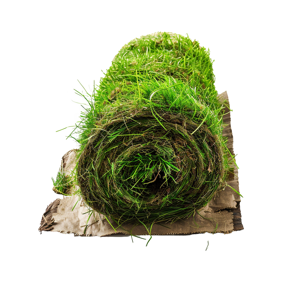 Rolled Sod of Lush Green Grass Ready for Landscaping Installation png
