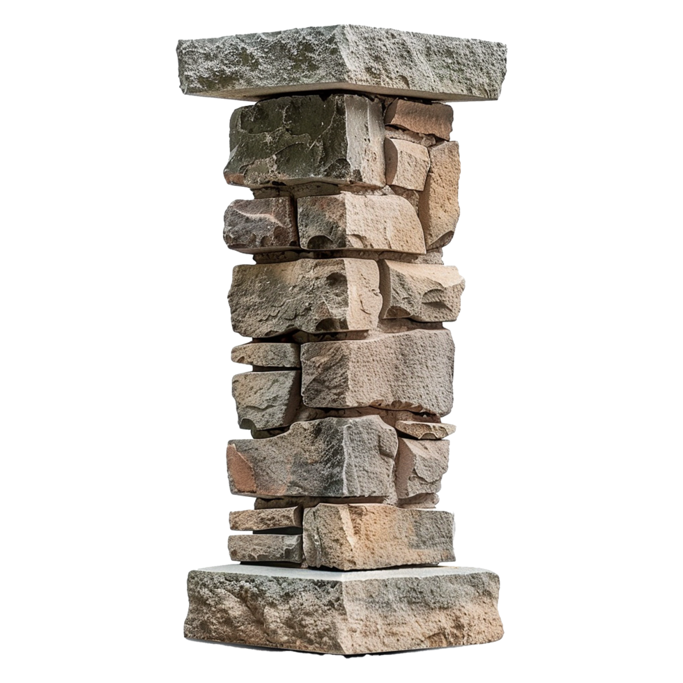 Rustic Stacked Stone Column for Landscaping Architectural Design png