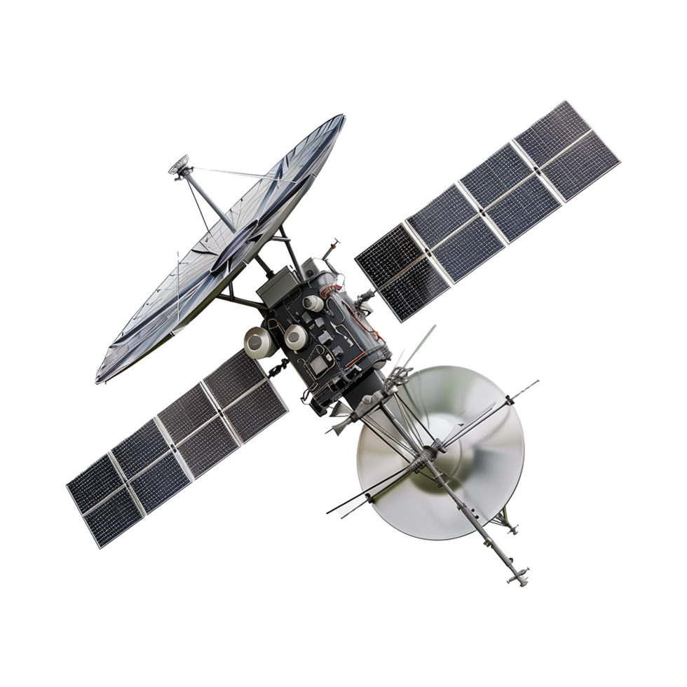 Detailed 3D Render of a Spacecraft Satellite in Orbit High Resolution Image png