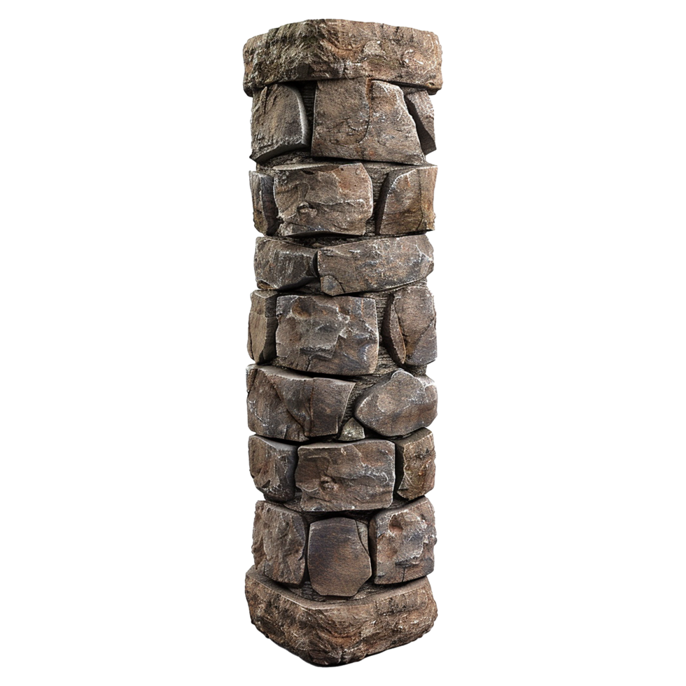 Rustic Brown Stone Column Architectural Element for Landscaping and Construction png