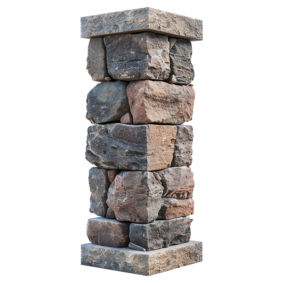 A vertical stack of roughhewn stones forming a rustic column or pillar png