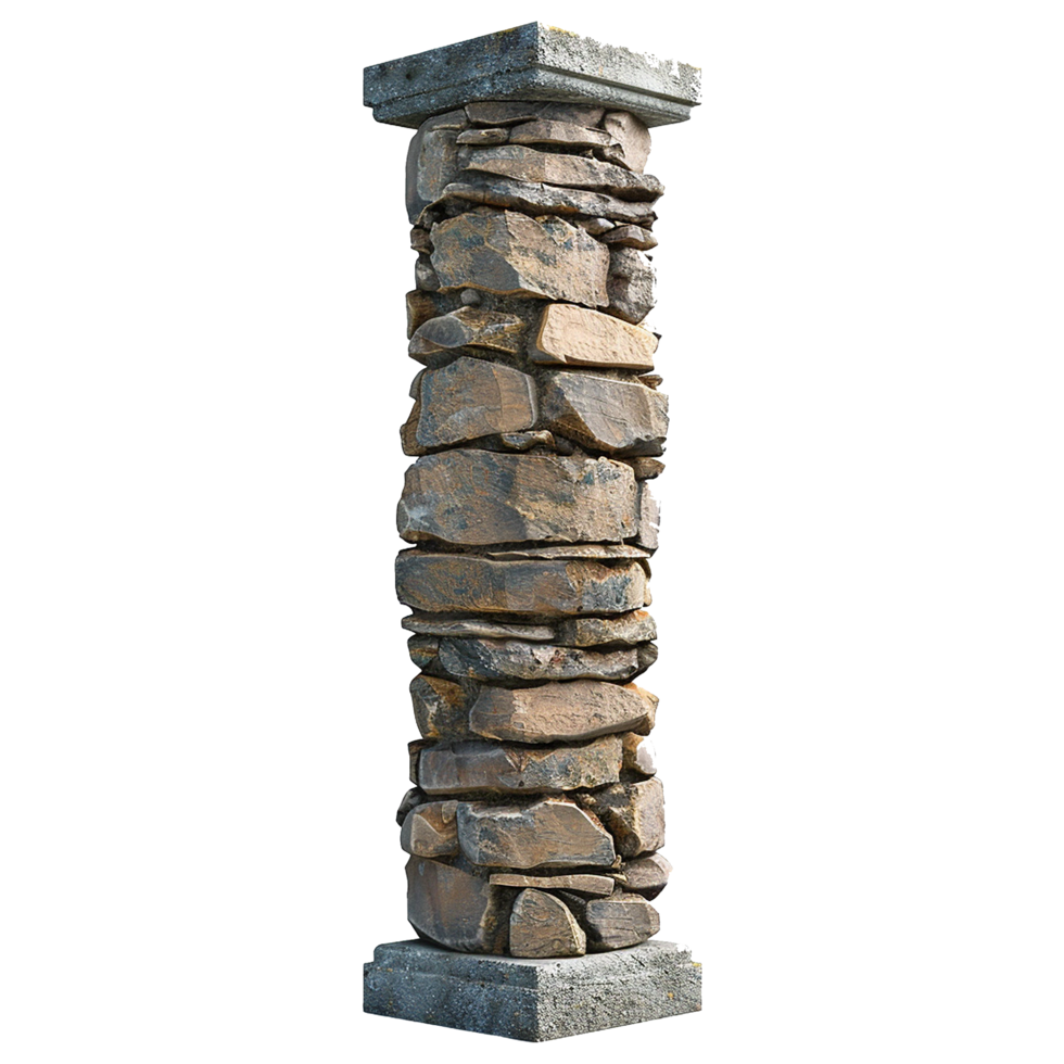 Rustic Stone Column Architectural Element for Garden or Landscape Design png