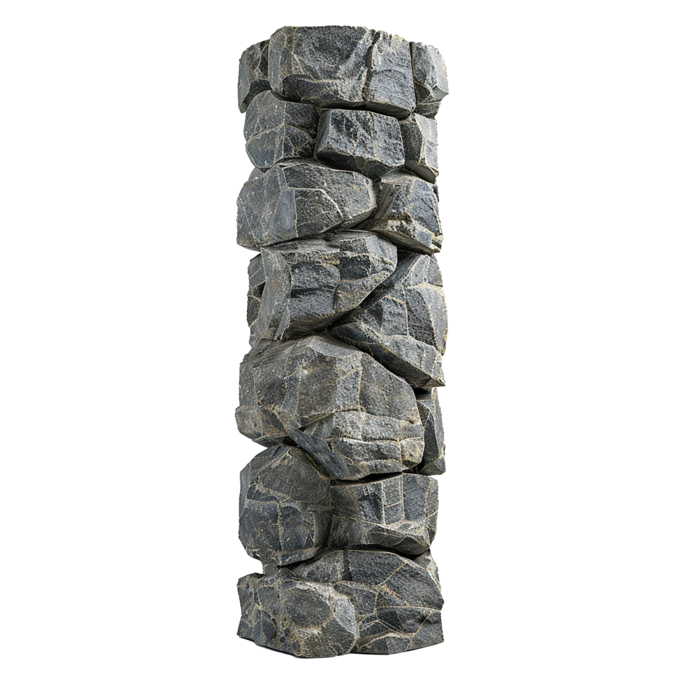 A vertical stack of dark gray roughhewn stones forming a columnlike structure png