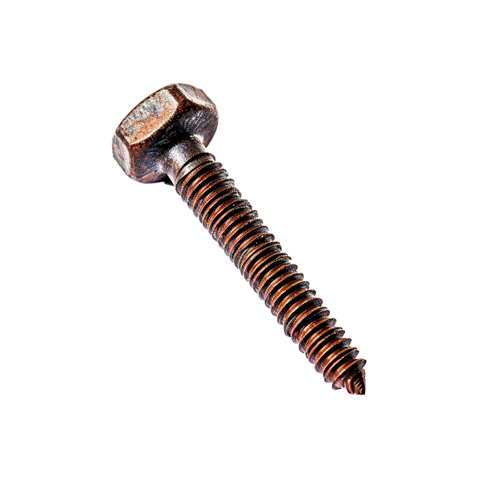 Closeup View of a Rusty Metal Screw with Hexagonal Head png