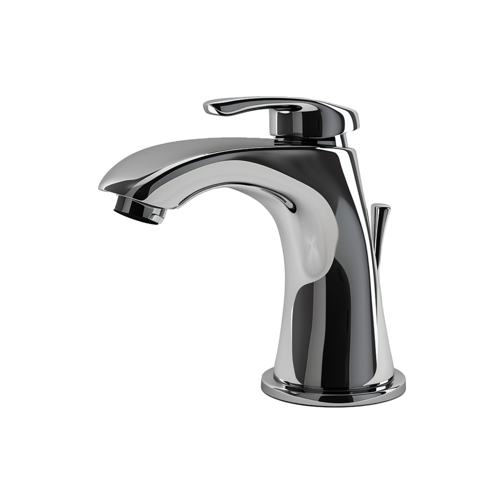 Sleek Modern Chrome Bathroom Sink Faucet Fixture with Single Handle Design png