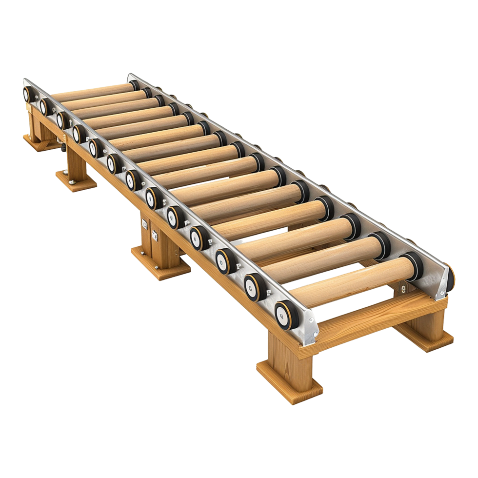 HighQuality Wooden Roller Conveyor System for Efficient Material Handling png