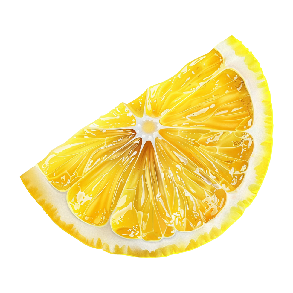 A Detailed Closeup of a Juicy Lemon Slice Showing its Vibrant Yellow Color and Textured Segments png