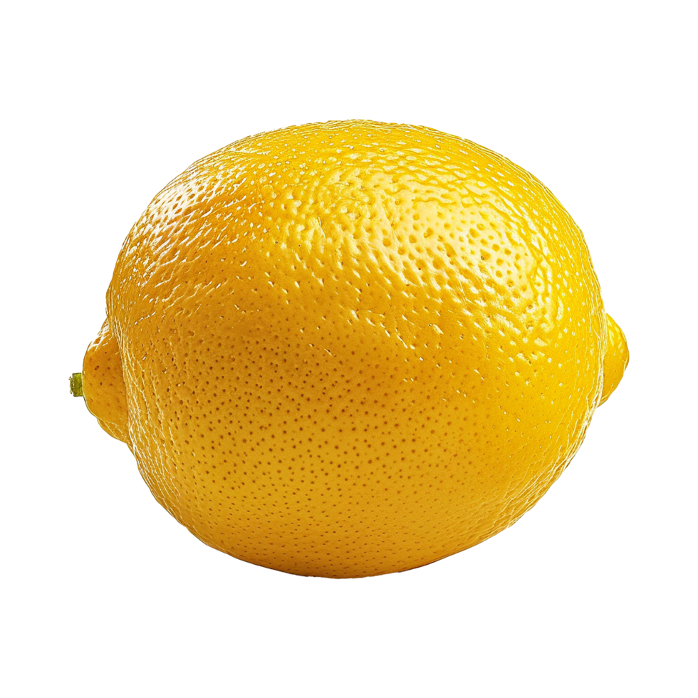 A single ripe lemon fruit with detailed texture and vibrant yellow color, isolated on white background png