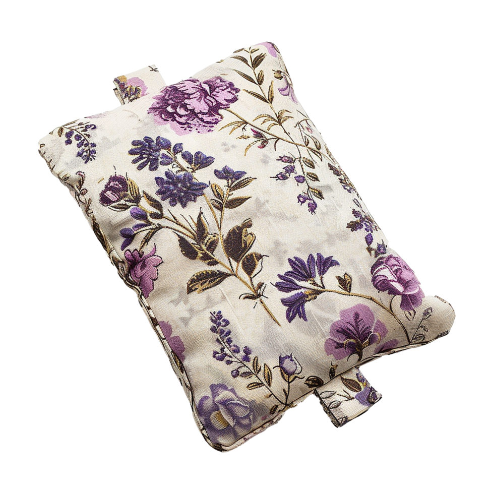 Rectangular Lavender Floral Print Pillow with Fabric Loops png