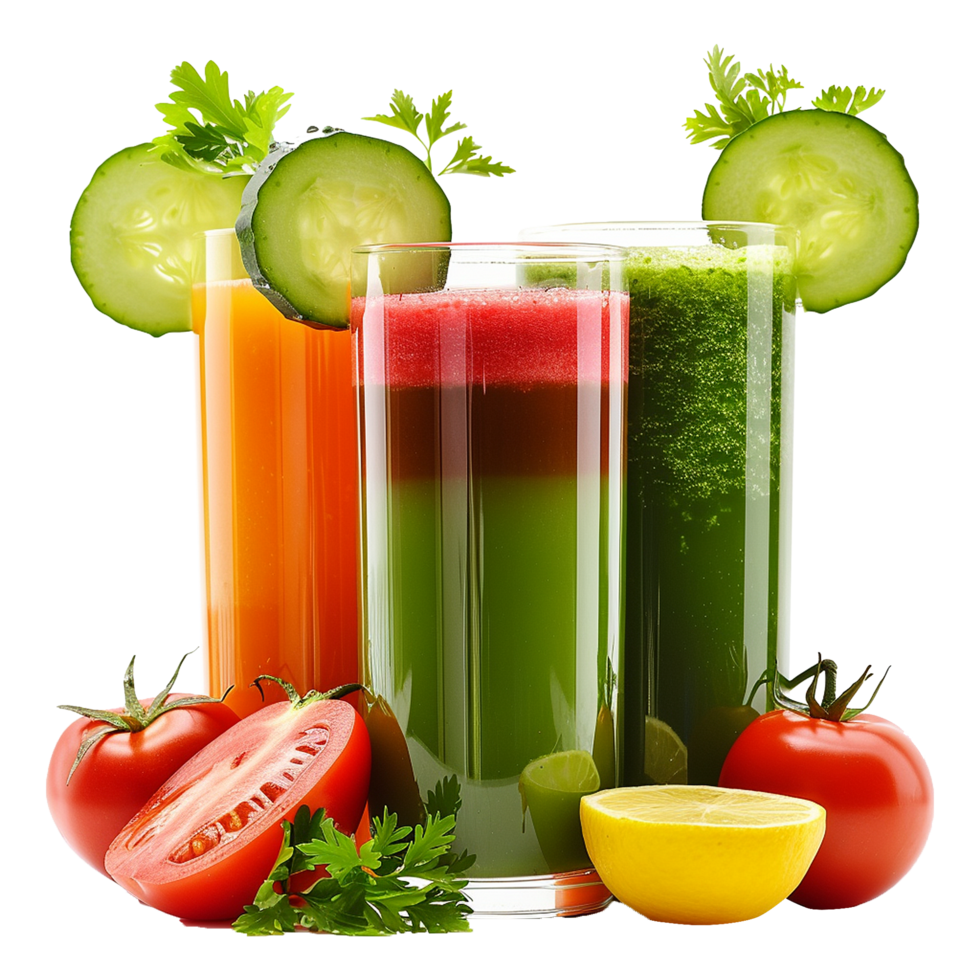 Refreshing Detox Juice Blend with Tomatoes, Cucumbers, and Lemon png