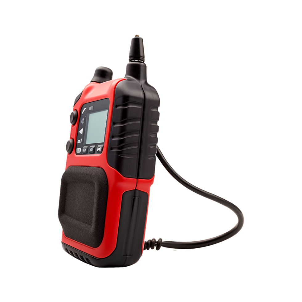 Handheld Two Way Radio Transceiver with LCD Screen and Antenna png