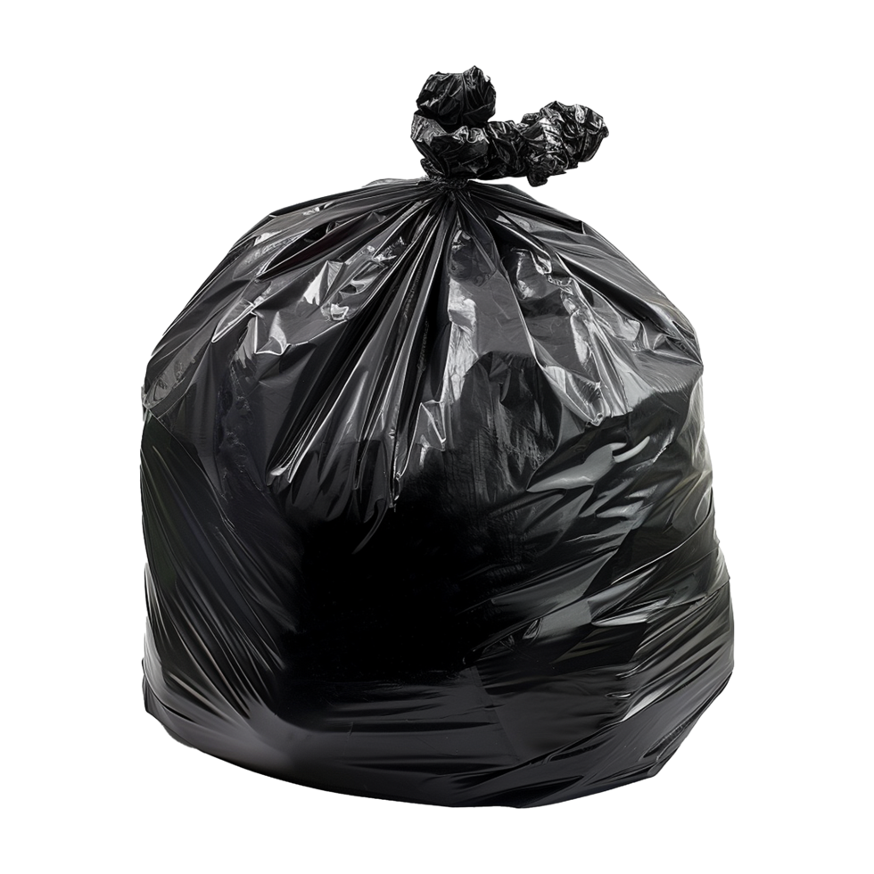 Full Black Plastic Garbage Bag Tied at the Top, Waste Disposal, Refuse Sack png