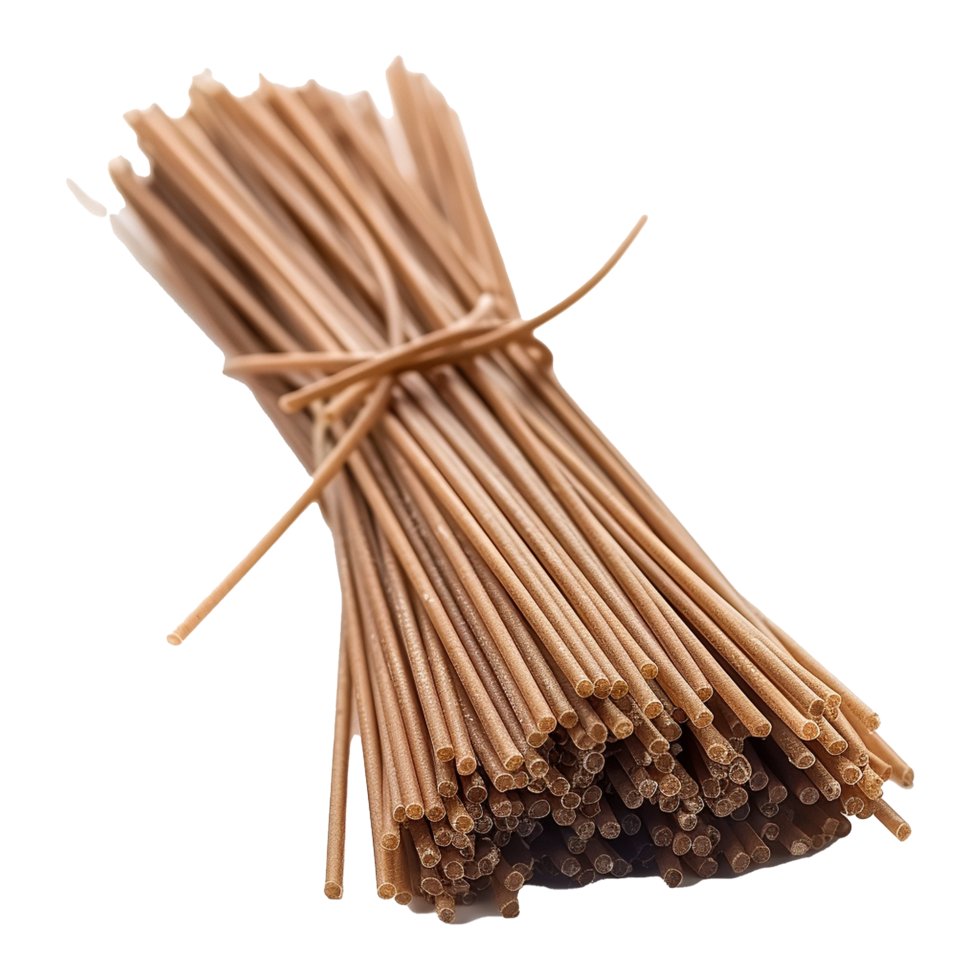 Bundle of Brown Whole Wheat Spaghetti Pasta Tied with String png