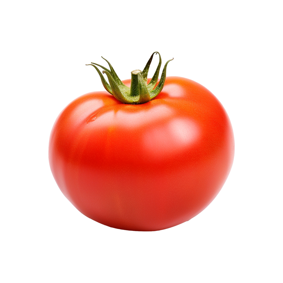A Single Ripe Red Tomato Isolated on White Background Fresh Garden Vegetable png