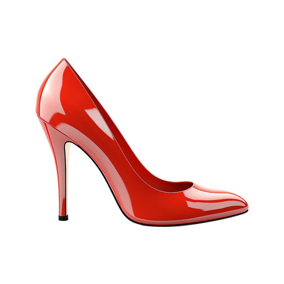 Classic Red High Heel Shoe Elegant Women's Footwear Fashionable Stylish 3D Render png