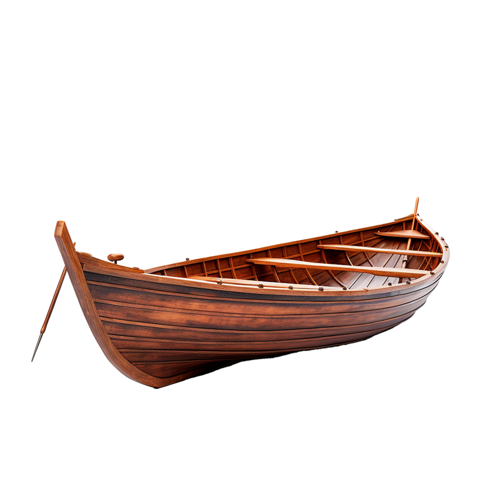 Elegant Wooden Rowboat Isolated on White Background png