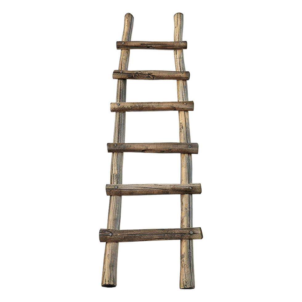 Rustic Wooden Ladder Isolated on White Background Perfect for Climbing Success and Growth Concepts png