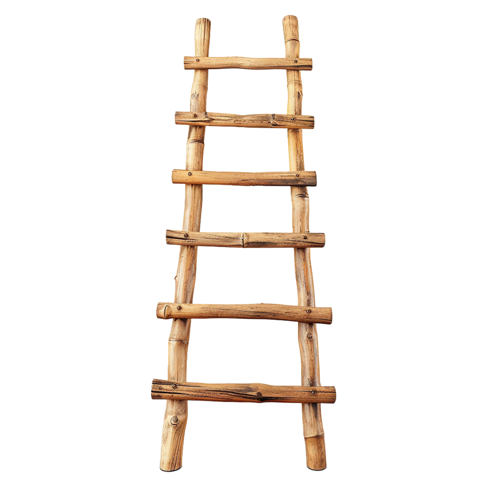 Rustic Wooden Ladder Isolated on White Background Perfect for Home Decor Projects and DIY Crafts png