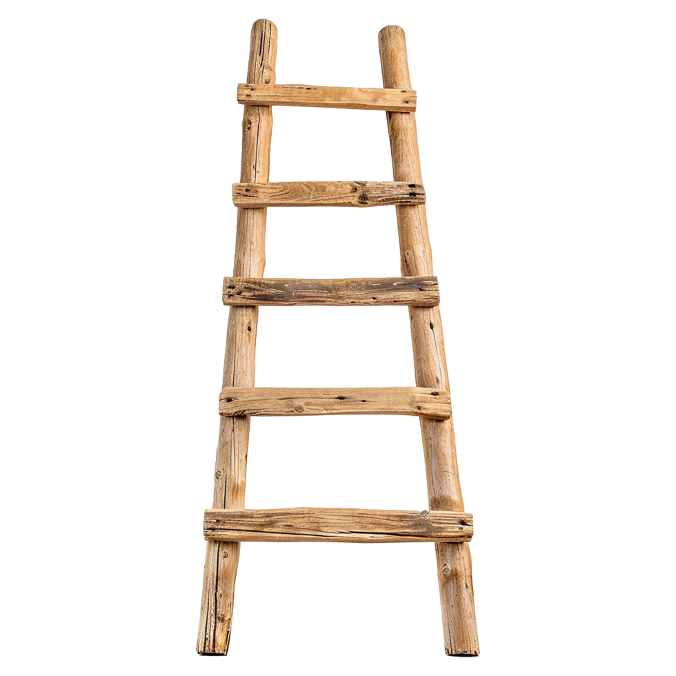 Rustic Wooden Ladder Isolated on White Background Perfect for Home Decor or Rustic Designs png
