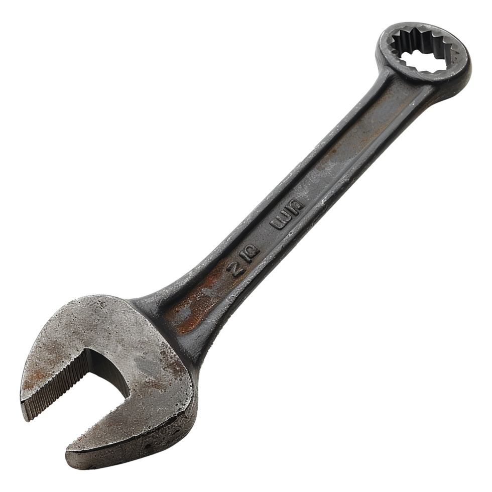 A Rusty Old OpenEnd Wrench Isolated on White Background png