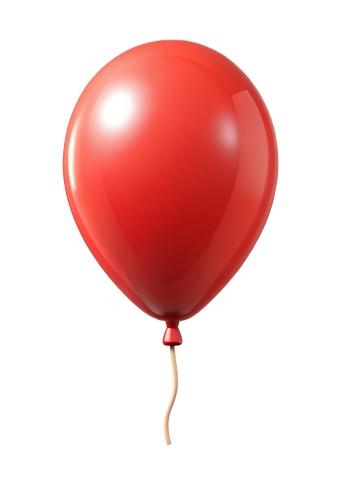 A single red balloon floating in the air with a tan string png