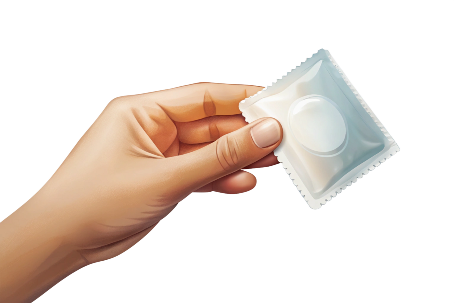 A hand gently holds a condom in its individual package, ready for use, promoting safe sex practices and sexual health png