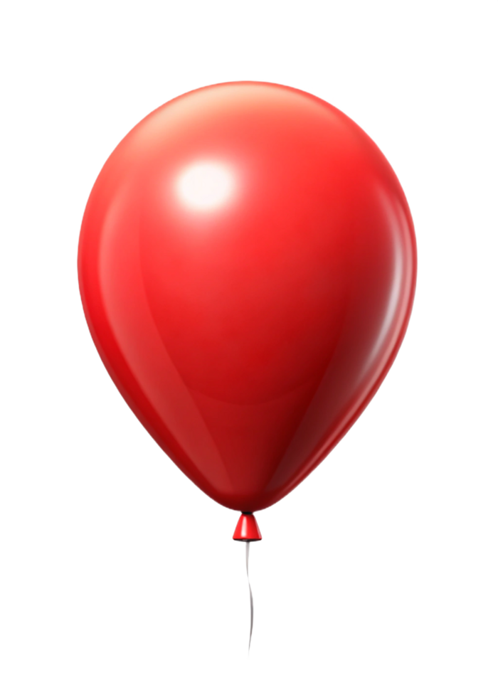 A single red balloon floating against a black background, glossy surface, celebratory item, party decoration, festive element png